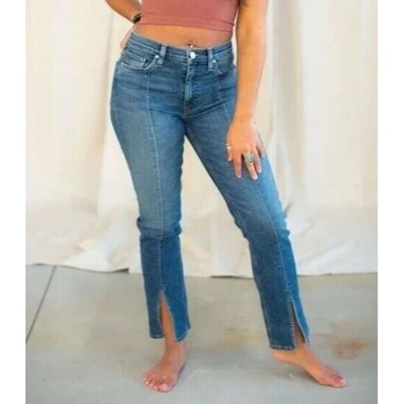 Hudson Jeans Barbara High Waist Straight Leg Spliced Hem Retail $195 Size 30 - Picture 2 of 5